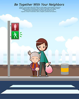 전신 구름 노년 남자 할머니 일러스트 지팡이 서기 들기 사람 20대 성인 두명 울타리 짐 봉사 도움 횡단보도 자원봉사자 신호등 사회복지 복지 노인복지 더불어사는사회 사회봉사 80대 선행 성인만 국내일러스트 AI파일 자연요소 여자 컨셉 모션 청년 담장 보행로 사회이슈 파일형식 벡터