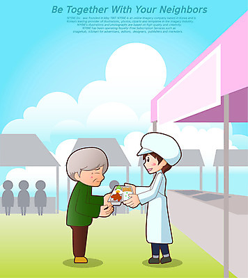 전신 구름 모자 노년 남자 음식 일러스트 탁자 서기 들기 사람 20대 성인 두명 식사 봉사 도움 자원봉사자 사회복지 복지 주기 노인복지 더불어사는사회 천막 사회봉사 식판 80대 급식 무료급식 선행 영양사 남자만 성인남자만 성인만 국내일러스트 AI파일 자연요소 잡화 가구 컨셉 모션 청년 사회이슈 파일형식 벡터