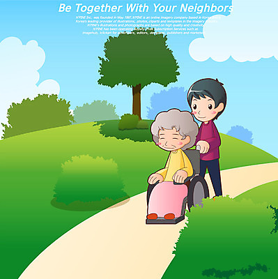 전신 나무 식물 구름 여자 노년 남자 길 할머니 일러스트 서기 사람 앉기 잔디 20대 성인 두명 봉사 도움 자원봉사자 밀기 사회복지 복지 휠체어 노인복지 더불어사는사회 사회봉사 90대 선행 성인만 국내일러스트 AI파일 자연요소 컨셉 모션 청년 사회이슈 파일형식 벡터