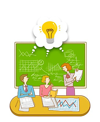 PSD 여자 남자 일러스트 비즈니스 전구 상상 탁자 회의 그래프 아이디어 서기 들기 사람 앉기 정장 상반신 20대 성인 책 세명 자료 칠판 직장인 비즈니스맨 비즈니스우먼 책상 문서 청년만 성인만 국내일러스트 직업 옷 가구 컨셉 모션 청년 파일형식