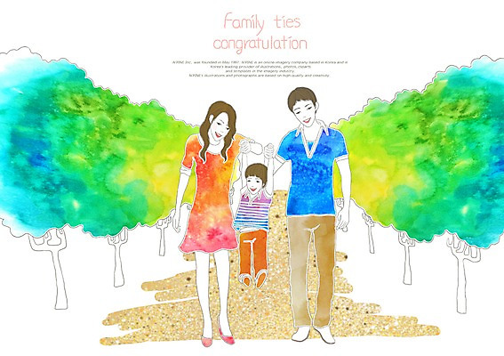 전신 PSD 나무 식물 여자 남자 어린이 포즈 일러스트 가족 수채화 새출발 새로움 서기 들기 사람 소년 성인 세명 30대 부모 소풍 손들기 희망 산책 꿈 시작 긍정 국내일러스트 감정 컨셉 관계 모션 휴식 장년 야외활동 출발 파일형식