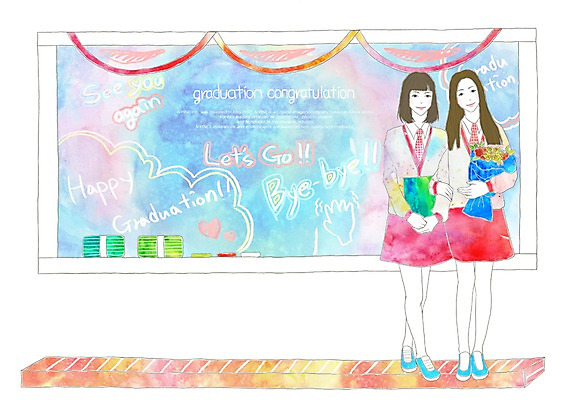 전신 PSD 학생 옷 여학생 여자 꽃 교복 꽃다발 일러스트 졸업 교실 청소년 고등학생 수채화 새출발 새로움 졸업식 서기 들기 사람 두명 친구 칠판 희망 우정 꿈 낙서 시작 지우개 긍정 여자만 십대만 십대여자만 국내일러스트 식물 교육 감정 컨셉 학교 관계 모션 학용품 출발 파일형식