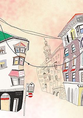 PSD 해외 건축물 건축 유럽 해외여행 여행 백그라운드 일러스트 거리 풍경 사람없음 건물 관광지 전선 도시 표지판 세계여행 오스트리아 세계명소 복잡 국내일러스트 나라 컨셉 알림판 세계 파일형식