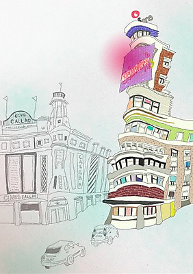 PSD 해외 건축물 건축 유럽 교통수단 해외여행 여행 백그라운드 일러스트 자동차 풍경 사람없음 건물 관광지 도시 세계여행 스페인 도심 세계명소 마드리드 복잡 국내일러스트 나라 육상교통 교통 컨셉 세계 파일형식