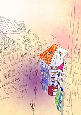 PSD 해외 건축물 건축 유럽 해외여행 여행 백그라운드 가로등 일러스트 전등 주택 풍경 사람없음 건물 관광지 도시 세계여행 세계명소 체코 프라하 복잡 국내일러스트 공공시설 나라 컨셉 조명 세계 파일형식