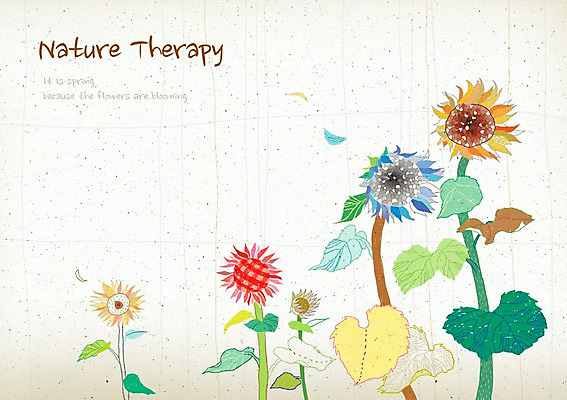 PSD 식물 꽃잎 꽃 줄기 컬러 여러송이 백그라운드 잎 꽃백그라운드 일러스트 자연 해바라기 사람없음 컬러풀 화려 우아함 신비 국내일러스트 다수 컨셉 생태계 파일형식