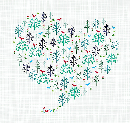 나무 식물 동물 문양 꽃 백그라운드 무늬 패턴 일러스트 조류 사랑 사람없음 하트 하트백그라운드 국내일러스트 AI파일 모양 감정 파일형식 벡터