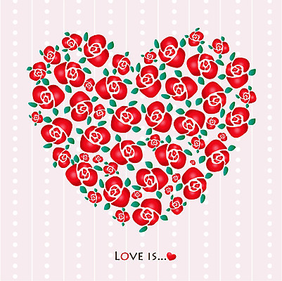 식물 문양 꽃 백그라운드 잎 무늬 패턴 일러스트 사랑 사람없음 빨간색 장미 물방울무늬 하트 하트백그라운드 국내일러스트 AI파일 모양 감정 컬러 파일형식 벡터