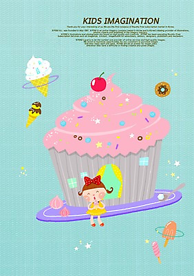 전신 PSD 여자 리본 어린이 음식 일러스트 상상 아이스크림 디저트 함께함 상상일러스트 한명 미소 웃음 사람 앉기 소녀 판타지 도넛 컵케이크 어린이상상 소통 여자만 여자한명만 어린이만 소녀만 소녀한명만 동심 국내일러스트 1 컨셉 모션 표정 케이크 파일형식