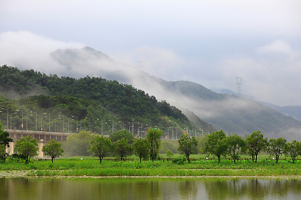 포토 JPG 주간 나무 식물 구름 시설물 건축물 호수 자연 하늘 산 한국 물그림자 그림자 풍경 사람없음 야외 강 반사 고요 안개 물가 강가 경기도 양수리 양평 가교 국내포토 자연요소 건축 아시아 날씨 생태계 파일형식