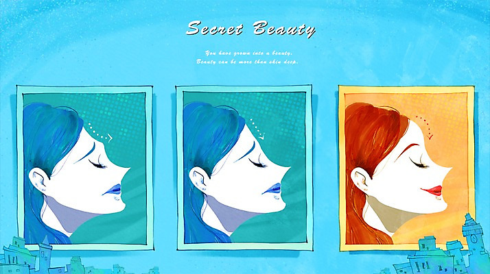 PSD 우먼라이프 라이프스타일 손 여자 얼굴 일러스트 한명 성인 라이프 신체부위 뷰티 희망 자신감 변화 성형수술 전 이마 전후 성인만 국내일러스트 1 감정 음식 컨셉 사람 생활 비교 수술 파일형식