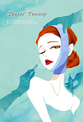 PSD 우먼라이프 라이프스타일 여자 얼굴 일러스트 주사기 한명 사람 성인 라이프 신체부위 뷰티 희망 자신감 변화 성형수술 붕대 보톡스 여자만 여자한명만 성인여자만 성인만 국내일러스트 1 감정 컨셉 의료기기 생활 수술 파일형식