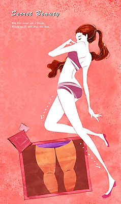 전신 PSD 우먼라이프 라이프스타일 여자 수영복 일러스트 한명 서기 사람 성인 라이프 비키니 뷰티 희망 시골 자신감 변화 성형수술 몸매 S라인 지방흡입 여자만 여자한명만 성인여자만 성인만 국내일러스트 1 옷 감정 컨셉 모션 생활 수술 파일형식