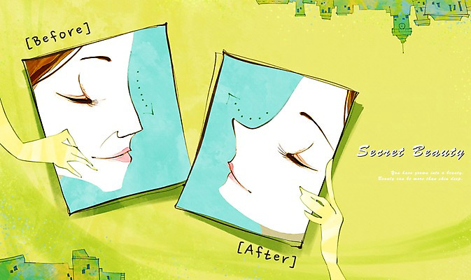 PSD 우먼라이프 라이프스타일 손 여자 얼굴 일러스트 한명 성인 라이프 신체부위 뷰티 희망 자신감 변화 성형수술 전 이마 전후 성인만 국내일러스트 1 감정 음식 컨셉 사람 생활 비교 수술 파일형식