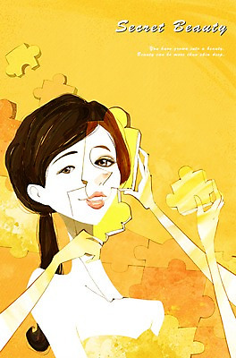 PSD 우먼라이프 라이프스타일 여자 조각 일러스트 한명 사람 상반신 성인 라이프 뷰티 희망 자신감 퍼즐 변화 성형수술 퍼즐조각 여자만 여자한명만 성인여자만 성인만 국내일러스트 1 감정 컨셉 생활 수술 파일형식