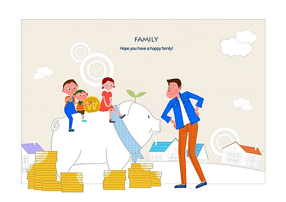 전신 PSD 식물 동물 구름 여자 남자 딸 아들 어린이 돈 일러스트 가정 가족 주택 함께함 미소 웃음 사람 소녀 소년 여러명 성인 건물 부모 새싹 동전 스카프 화목 저축 돼지저금통 저금통 자녀 돼지 아빠 다자녀 다자녀가족 금융의날 국내일러스트 자연요소 건축물 다수 컨셉 포유류 관계 표정 금융 목도리 재산 파일형식 법정기념일