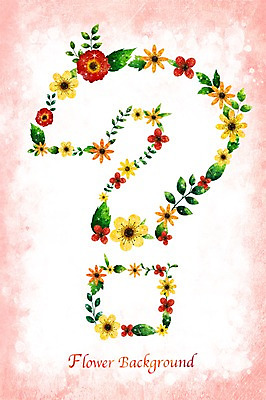 PSD 식물 기호 배너 꽃 화초 액자 백그라운드 잎 꽃백그라운드 일러스트 자연 프레임 틀 사람없음 빨간색 노란색 공백 물음표 국내일러스트 문자 컬러 생태계 파일형식