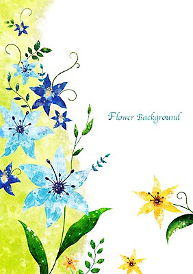 PSD 식물 배너 꽃 화초 액자 백그라운드 잎 꽃백그라운드 일러스트 자연 프레임 틀 사람없음 파란색 노란색 공백 백합 국내일러스트 컬러 생태계 파일형식