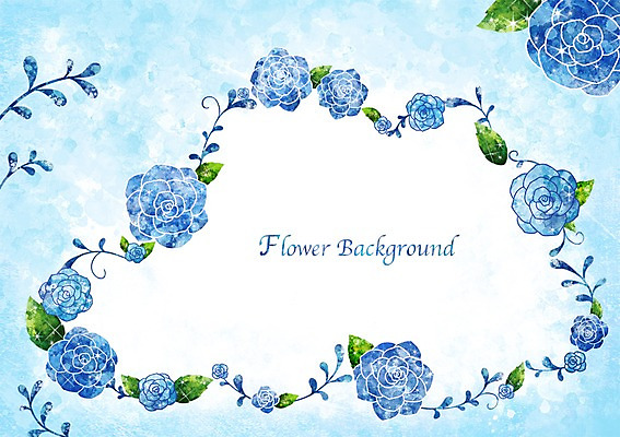 PSD 식물 배너 꽃 화초 액자 백그라운드 잎 꽃백그라운드 일러스트 자연 프레임 틀 사람없음 파란색 장미 공백 국내일러스트 컬러 생태계 파일형식