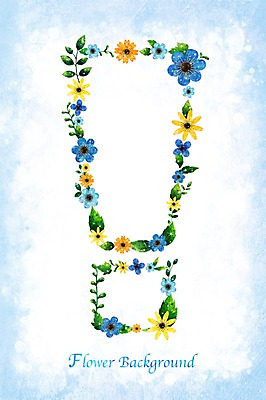 PSD 식물 기호 배너 꽃 화초 액자 백그라운드 잎 꽃백그라운드 일러스트 자연 프레임 틀 사람없음 파란색 노란색 주황색 공백 느낌표 국내일러스트 문자 컬러 생태계 파일형식