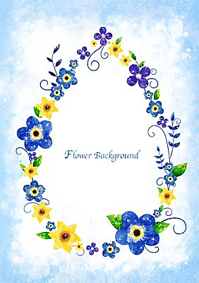 PSD 식물 배너 꽃 화초 액자 백그라운드 잎 꽃백그라운드 일러스트 자연 프레임 틀 사람없음 파란색 노란색 공백 물방울 국내일러스트 컬러 생태계 파일형식