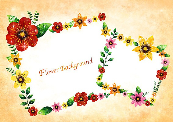 PSD 식물 배너 꽃 화초 분홍색 액자 백그라운드 잎 꽃백그라운드 일러스트 자연 프레임 틀 사람없음 빨간색 노란색 공백 국내일러스트 컬러 생태계 파일형식