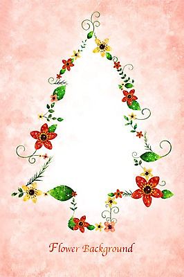 PSD 나무 식물 배너 꽃 화초 액자 백그라운드 잎 꽃백그라운드 일러스트 자연 프레임 틀 사람없음 빨간색 크리스마스트리 노란색 공백 국내일러스트 컬러 크리스마스 생태계 파일형식