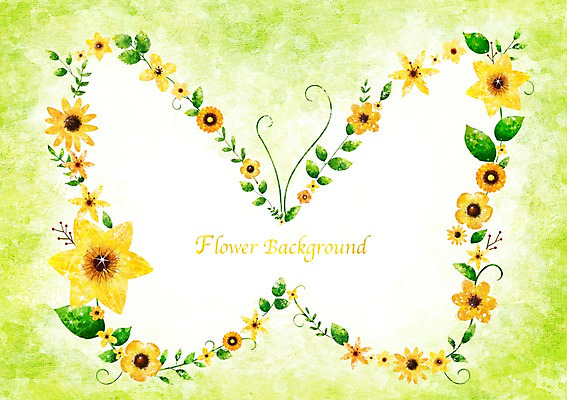 PSD 식물 동물 배너 꽃 화초 나비 곤충 액자 백그라운드 잎 꽃백그라운드 일러스트 자연 프레임 틀 사람없음 노란색 공백 국내일러스트 컬러 생태계 파일형식