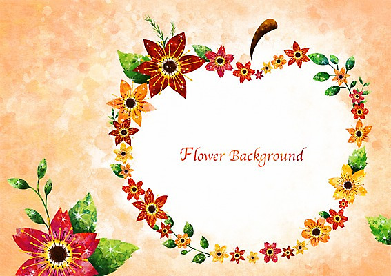 PSD 식물 배너 꽃 화초 액자 백그라운드 잎 꽃백그라운드 일러스트 자연 프레임 틀 사람없음 빨간색 노란색 주황색 공백 국내일러스트 컬러 생태계 파일형식