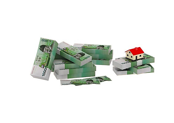 PSD 편집이미지 지폐 돈 부동산 주택 사람없음 그래픽 금융 경제 3D소스 3D 미니어처 시세 만원 입체 오브젝트 내집마련 집값 편집소스 편집3D 건물 모형 재산 디지털합성 파일형식