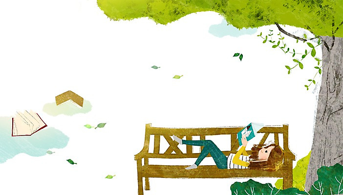 전신 PSD 나무 식물 구름 여자 여유 어린이 벤치 의자 일러스트 나뭇잎 한명 미소 웃음 사람 소녀 책 눕기 독서 풀 북페스티벌 여자만 여자한명만 어린이만 소녀만 소녀한명만 국내일러스트 자연요소 1 감정 가구 잎 모션 표정 축제 파일형식