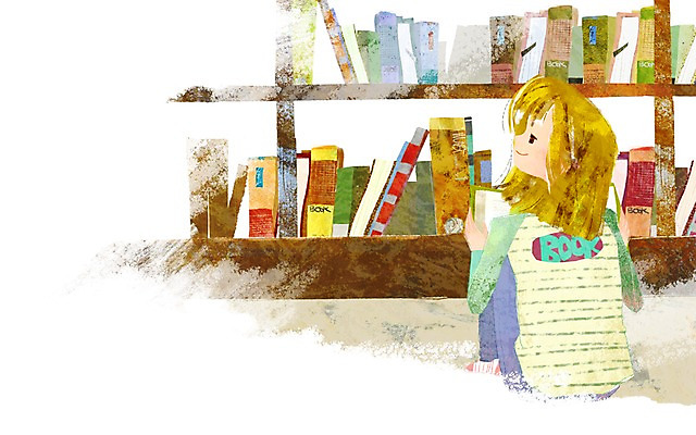 전신 PSD 여자 여유 어린이 일러스트 책장 한명 미소 웃음 사람 앉기 소녀 책 독서 서랍장 북페스티벌 여자만 여자한명만 어린이만 소녀만 소녀한명만 국내일러스트 1 감정 가구 모션 표정 축제 파일형식