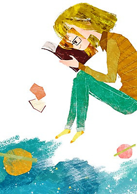 전신 PSD 여자 별 여유 어린이 일러스트 한명 미소 웃음 사람 앉기 소녀 책 독서 우주 행성 북페스티벌 여자만 여자한명만 어린이만 소녀만 소녀한명만 국내일러스트 자연요소 1 감정 모션 표정 축제 파일형식