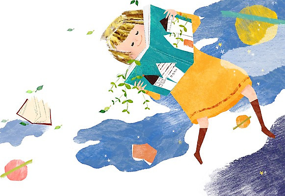 전신 PSD 식물 여자 별 여유 어린이 일러스트 나뭇잎 한명 미소 웃음 사람 소녀 책 눕기 독서 새싹 우주 행성 북페스티벌 여자만 여자한명만 어린이만 소녀만 소녀한명만 국내일러스트 자연요소 1 감정 잎 모션 표정 축제 파일형식