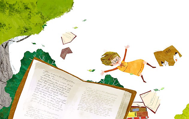 전신 PSD 나무 식물 여자 여유 어린이 일러스트 나뭇잎 한명 미소 웃음 사람 소녀 책 독서 풀 북페스티벌 여자만 여자한명만 어린이만 소녀만 소녀한명만 국내일러스트 1 감정 잎 표정 축제 파일형식