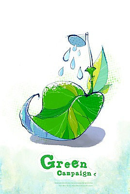 PSD 식물 캠페인 잎 일러스트 나뭇잎 사람없음 물 자연보호 환경 그린캠페인 물방울 보호 환경보전 에코 친환경 샤워기 국내일러스트 자연요소 컨셉 자연 사회이슈 파일형식