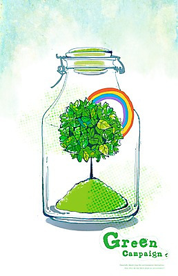 PSD 나무 식물 캠페인 무지개 일러스트 유리병 사람없음 자연보호 환경 그린캠페인 보호 병 환경보전 에코 친환경 동산 국내일러스트 자연요소 식기 컨셉 자연 병_용기 사회이슈 파일형식