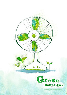 PSD 식물 캠페인 잎 일러스트 나뭇잎 사람없음 새싹 자연보호 환경 그린캠페인 선풍기 보호 환경보전 에코 친환경 국내일러스트 컨셉 자연 가전제품 사회이슈 파일형식