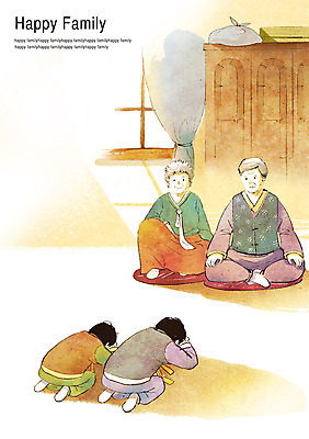 전신 PSD 여자 할아버지 노년 남자 행복 할머니 어린이 일러스트 창문 가족 손자 손녀 함께함 미소 웃음 사람 앉기 소녀 소년 여러명 성인 화목 짐 커튼 절 장롱 전통의상 한복 손주 보따리 세배 국내일러스트 한국전통 전통 감정 가구 다수 컨셉 관계 모션 표정 인사 절_인사 파일형식