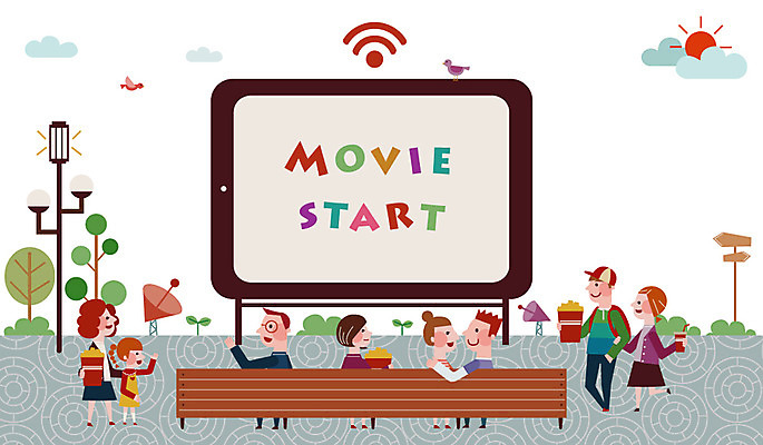 나무 식물 구름 여자 남자 인터넷 가로등 벤치 의자 일러스트 조명 알림판 정보기술 스마트라이프 미소 웃음 사람 여러명 성인 전자제품 컴퓨터 태블릿 태양 새싹 스크린 팻말 터치 스마트 심볼 영화 와이파이 무선인터넷 팝콘 편리함 영화감상 성인만 국내일러스트 AI파일 자연요소 라이프스타일 공공시설 가구 다수 컨셉 문화예술 프레임 기술 표정 스마트기기 감상 파일형식 벡터