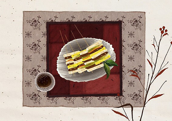 PSD 식물 한국문화 한국전통 전통 그릇 접시 전통문화 한식 음식 일러스트 한국 요리 사람없음 전통음식 전 간장 종지 명절음식 부침 산적 국내일러스트 동양문화 식기 아시아 문화 양념 파일형식