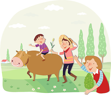 나무 식물 동물 구름 모자 여자 남자 아들 어린이 농업 일러스트 포유류 가족 엄마 주택 함께함 미소 웃음 사람 손짓 소년 성인 세명 부모 농사 자녀 인사 소 아빠 농부 밀짚모자 귀농 강아지풀 소타기 국내일러스트 AI파일 자연요소 직업 모자_잡화 잡화 산업 컨셉 관계 모션 표정 건물 예절 승차 한해살이풀 파일형식 벡터