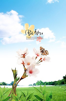 PSD 나무 식물 동물 구름 편집이미지 꽃 분홍색 컬러 여러송이 나비 곤충 백그라운드 잎 자연 하늘 나뭇잎 풍경 잔디 초원 사람없음 풀 이미지편집 자연요소 다수 생태계 파일형식