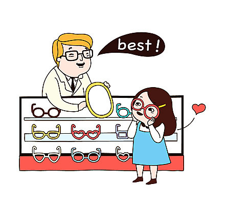 여자 남자 안경 어린이 일러스트 서기 미소 웃음 사람 소녀 성인 두명 거울 고객 직원 손거울 안경점 안경집 안경사 국내일러스트 AI파일 직업 잡화 모션 표정 상점 파일형식 벡터