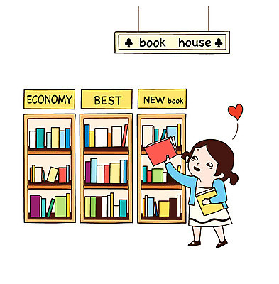 전신 여자 어린이 일러스트 책장 한명 서기 미소 웃음 사람 소녀 책 고객 서랍장 서점 여자만 여자한명만 어린이만 소녀만 소녀한명만 국내일러스트 AI파일 1 가구 모션 표정 상점 파일형식 벡터