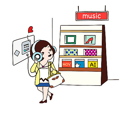 전신 여자 음악 일러스트 한명 서기 미소 웃음 사람 성인 헤드폰 헤드셋 음악감상 감상 음반 여자만 여자한명만 성인여자만 성인만 국내일러스트 AI파일 1 음향기기 모션 문화예술 표정 파일형식 벡터