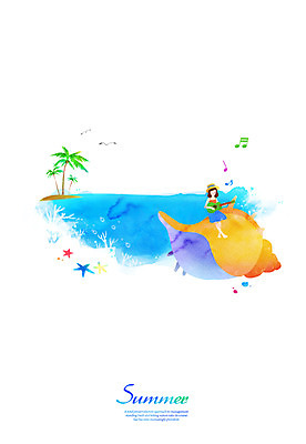 전신 PSD 나무 식물 동물 계절 여자 어린이 악기 바다 백그라운드 연주 음표 일러스트 갈매기 조류 현악기 불가사리 한명 미소 웃음 사람 앉기 풍경 소녀 해변 여름 껍질 기타 소라 여자만 여자한명만 어린이만 소녀만 소녀한명만 국내일러스트 1 기호 음악 모션 어패류 극피동물 표정 파일형식