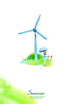 전신 PSD 계절 여자 어린이 백그라운드 일러스트 우산 한명 서기 미소 웃음 사람 풍경 소녀 여름 울타리 풍차 풍력에너지 풍력기 여자만 여자한명만 어린이만 소녀만 소녀한명만 국내일러스트 1 모션 표정 담장 그린에너지 파일형식