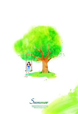 전신 PSD 나무 식물 계절 여자 어린이 백그라운드 일러스트 한명 미소 웃음 사람 앉기 풍경 소녀 여름 그네 나무그네 여자만 여자한명만 어린이만 소녀만 소녀한명만 국내일러스트 1 모션 표정 파일형식
