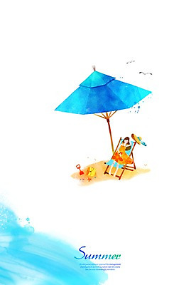 전신 PSD 계절 여자 어린이 바다 백그라운드 일러스트 휴식 한명 미소 웃음 사람 앉기 풍경 소녀 해변 여름 여름휴가 바캉스 파라솔 여자만 여자한명만 어린이만 소녀만 소녀한명만 국내일러스트 1 컨셉 모션 휴가 표정 파일형식 여름_계절